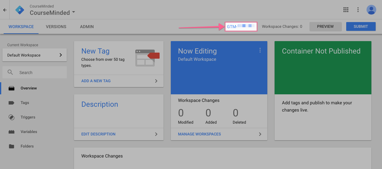 Making note of Google Tag Manager ID