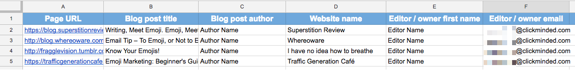 Record data in Prospecting / Outreach worksheet.