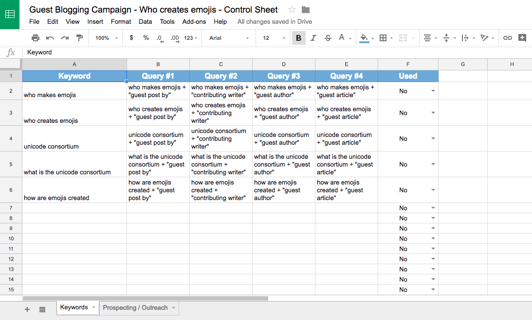 Downloading Prospecting/Outreach sheet