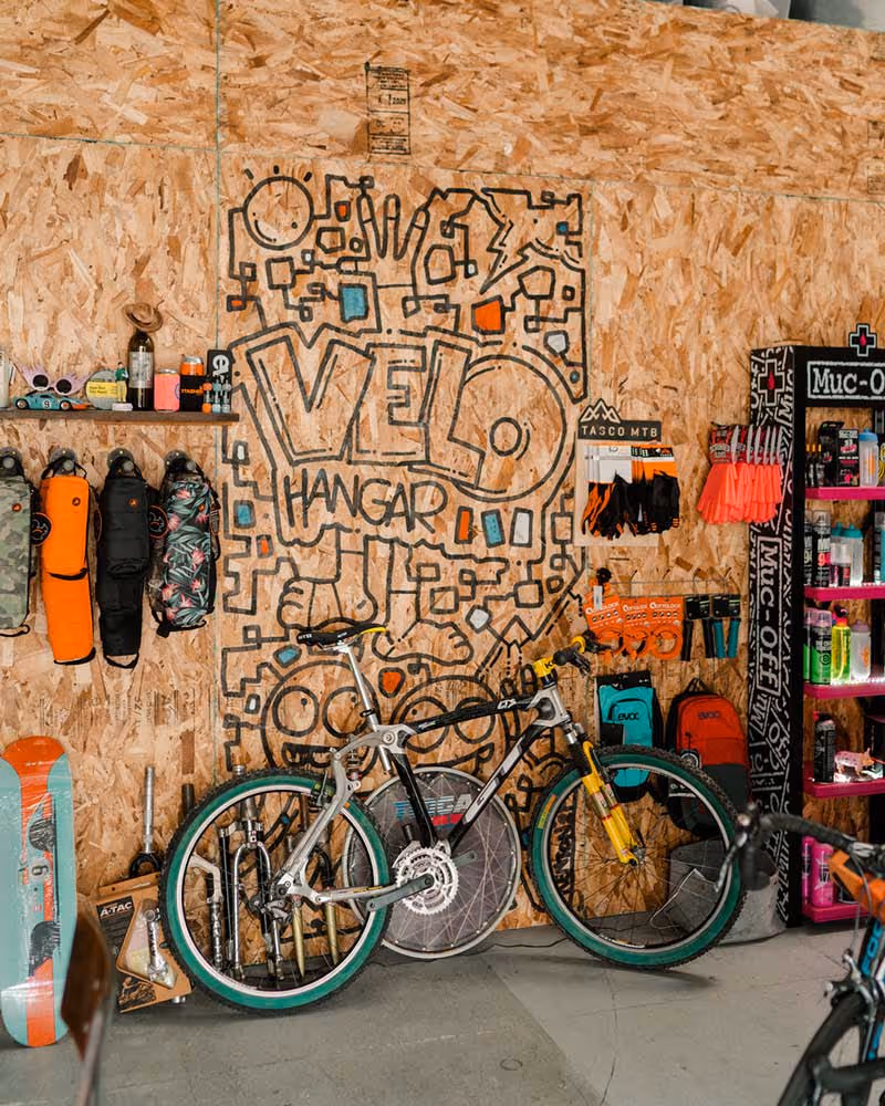 Graffiti art wall branded for a bike shop that is a small business. 