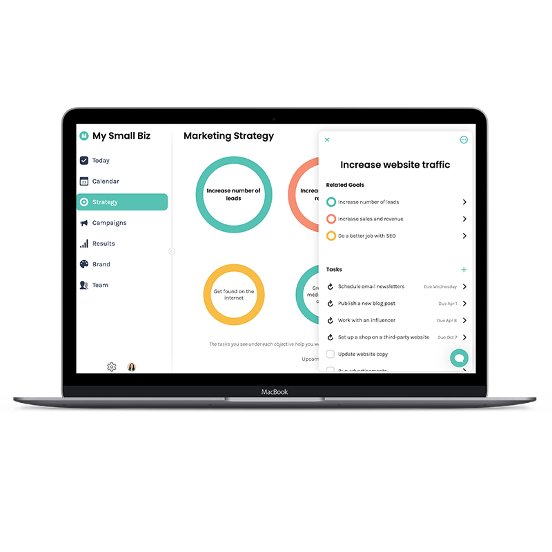 A florist at the counter of a flower shop marketing her small busines.