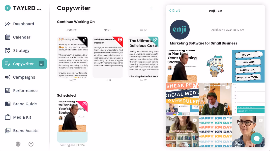 New Enji Feature: Social Media Scheduler and Marketing Campaign Templates