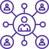 Network of people icon illustrating influencer relationship and creator management services.