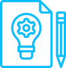 Lightbulb and gear on paper icon representing creative experience design for influencer content.
