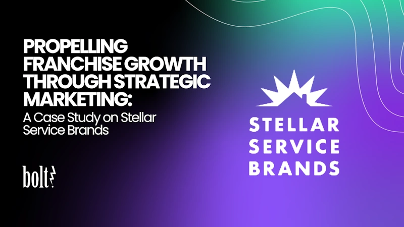 Title graphic reading Propelling Franchise Growth Through Strategic Marketing: A Case Study on Stellar Service Brands by Bolt PR, featuring the Stellar Service Brands logo.