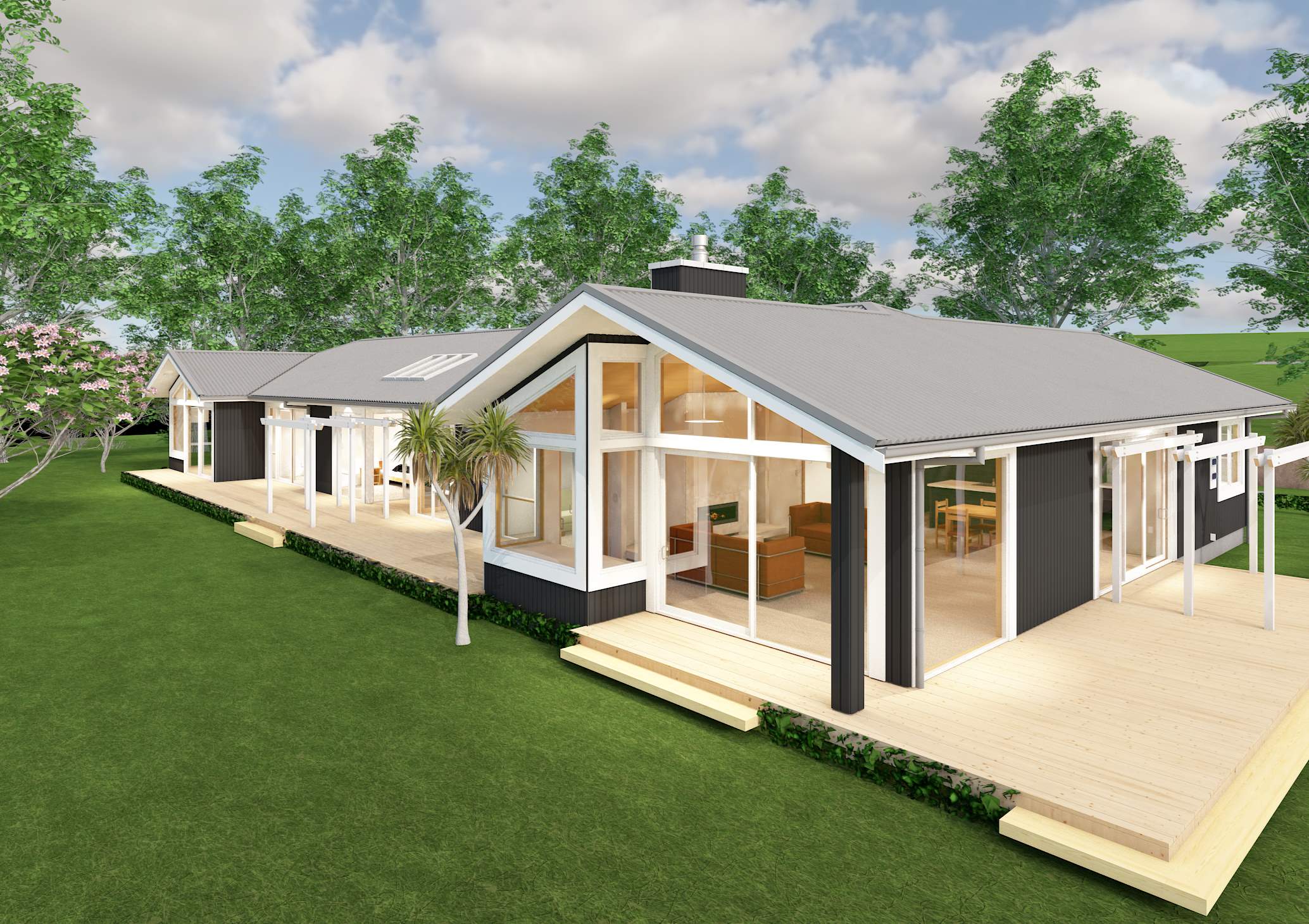 Front View, Lounge & Side deck