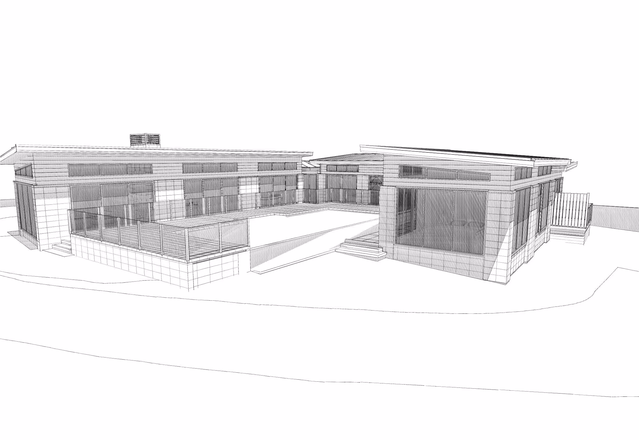 Pencil Drawing of pool area