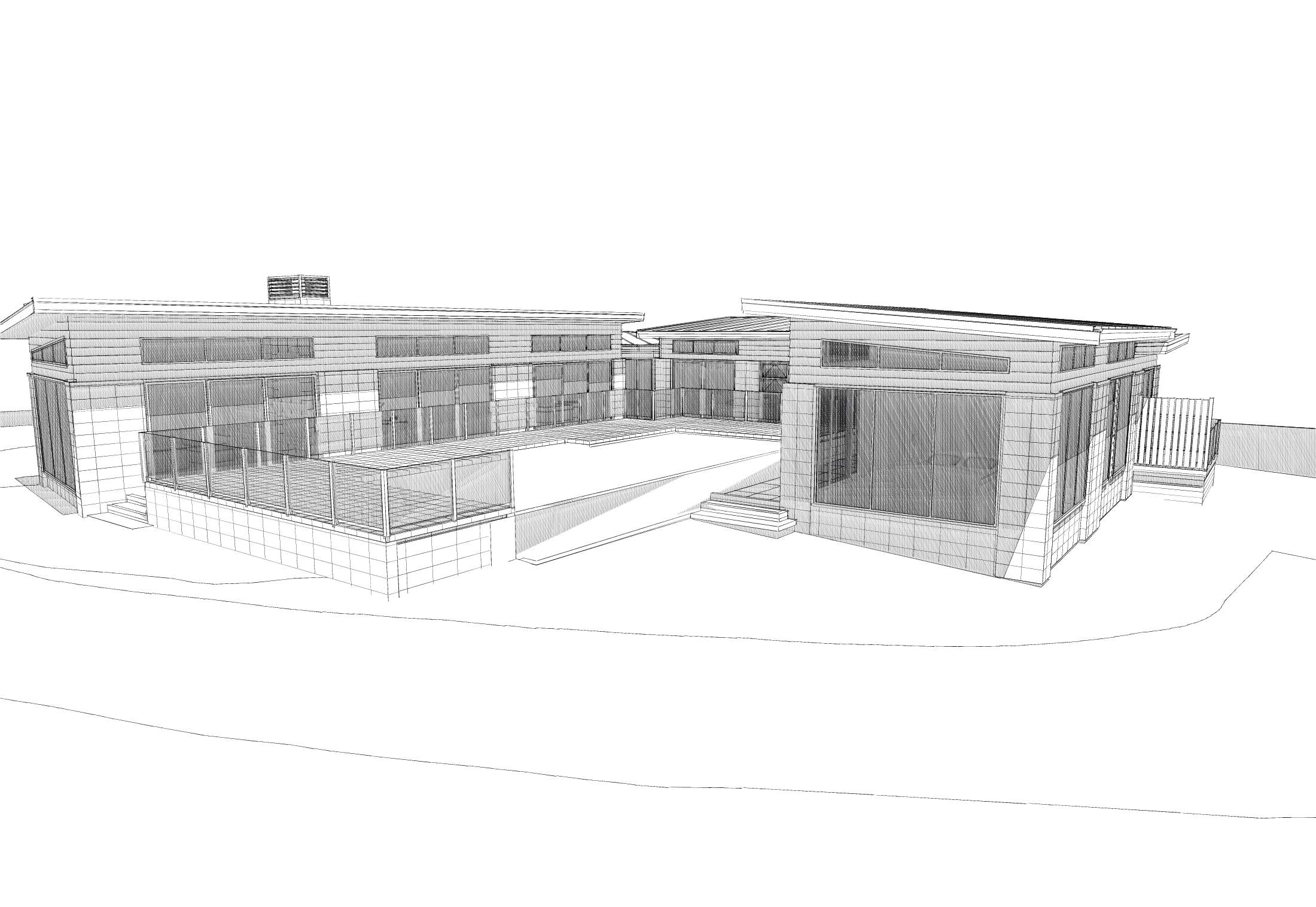 Pencil Drawing of pool area