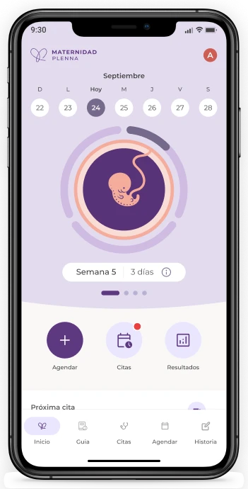 App Maternidad Plenna en un smartphone