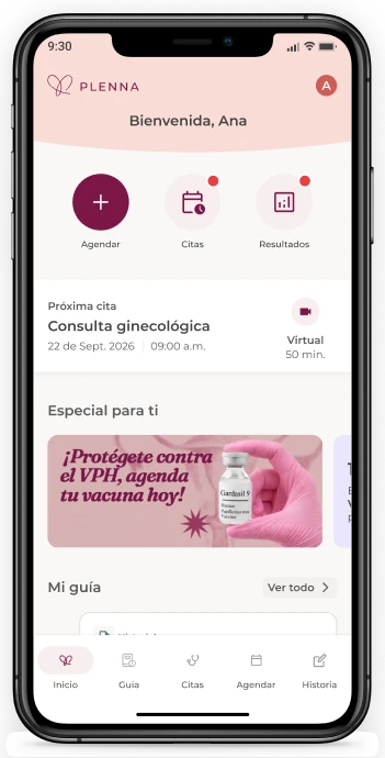 App Maternidad Plenna en un smartphone