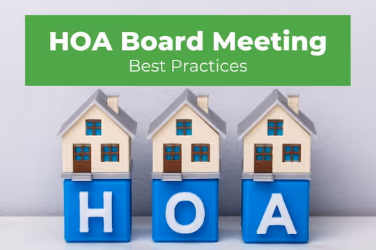 HOA Board Meeting Best Practices - Houses and letters that spells "HOA"