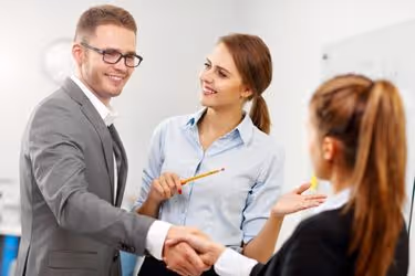 Woman giving a referral