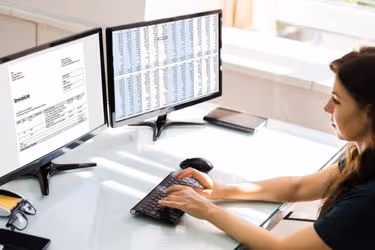 Woman using an accounting software