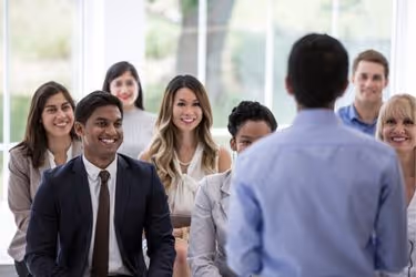 Manager training his employees