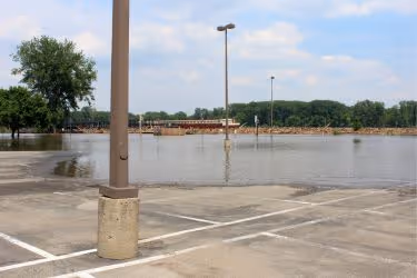 Flooded parking lot