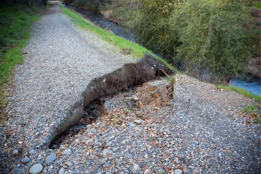 large crack in a hillside