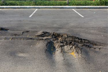 Damaged asphalt surface