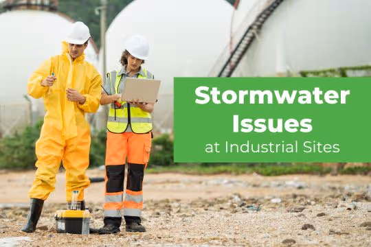 Stormwater Issues at Industrial Sites - Workers in an industrial site testing the water