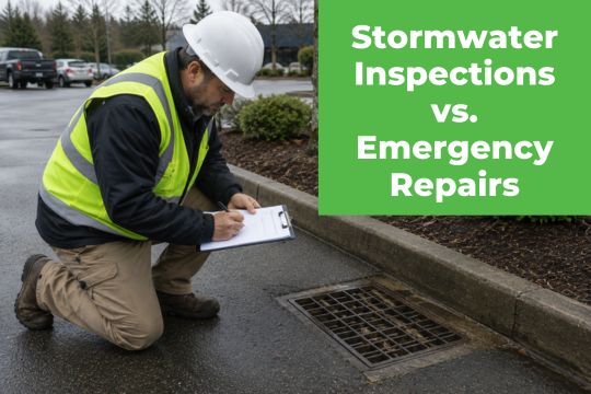 Stormwater Inspections vs. Emergency Repairs - Man inspecting a drainage