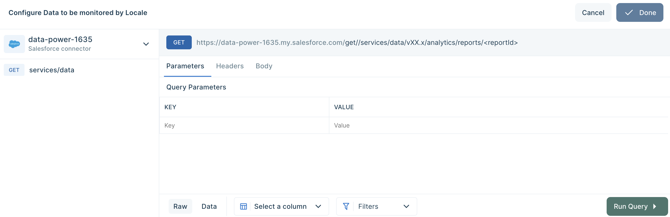 Connecting Salesforce reports through API on Locale