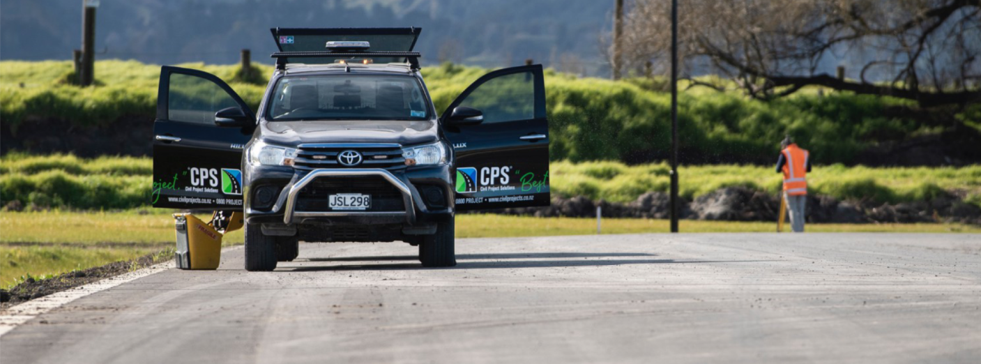 CPS Contact us page image of a CPS work vehicle on a project site