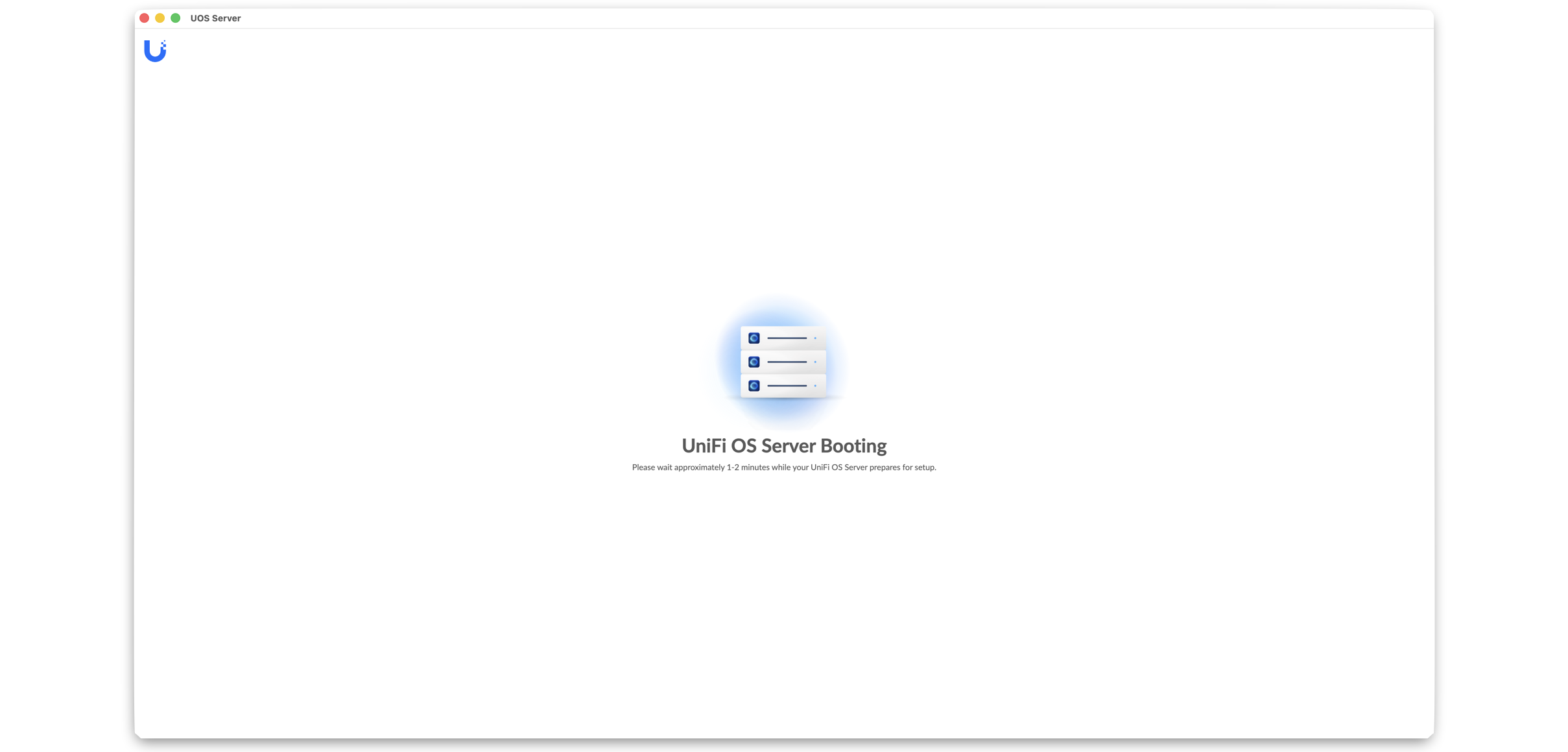 UniFi OS Server Booting page macOS