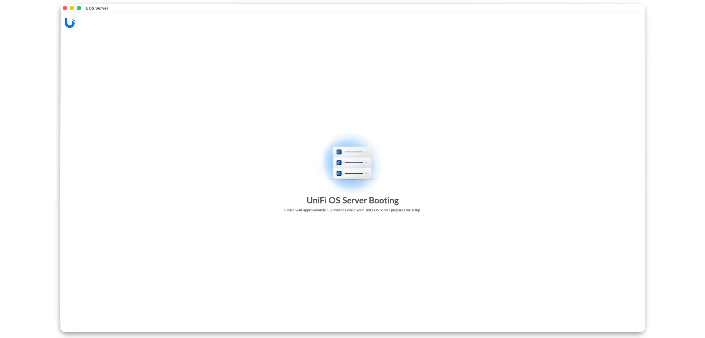 UniFi OS Server Booting page macOS