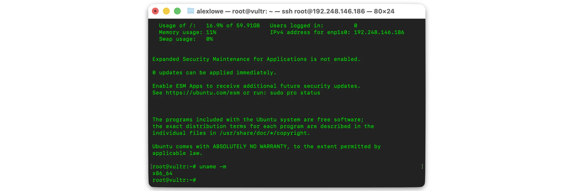 uname -m on Ubuntu for UniFi OS Server