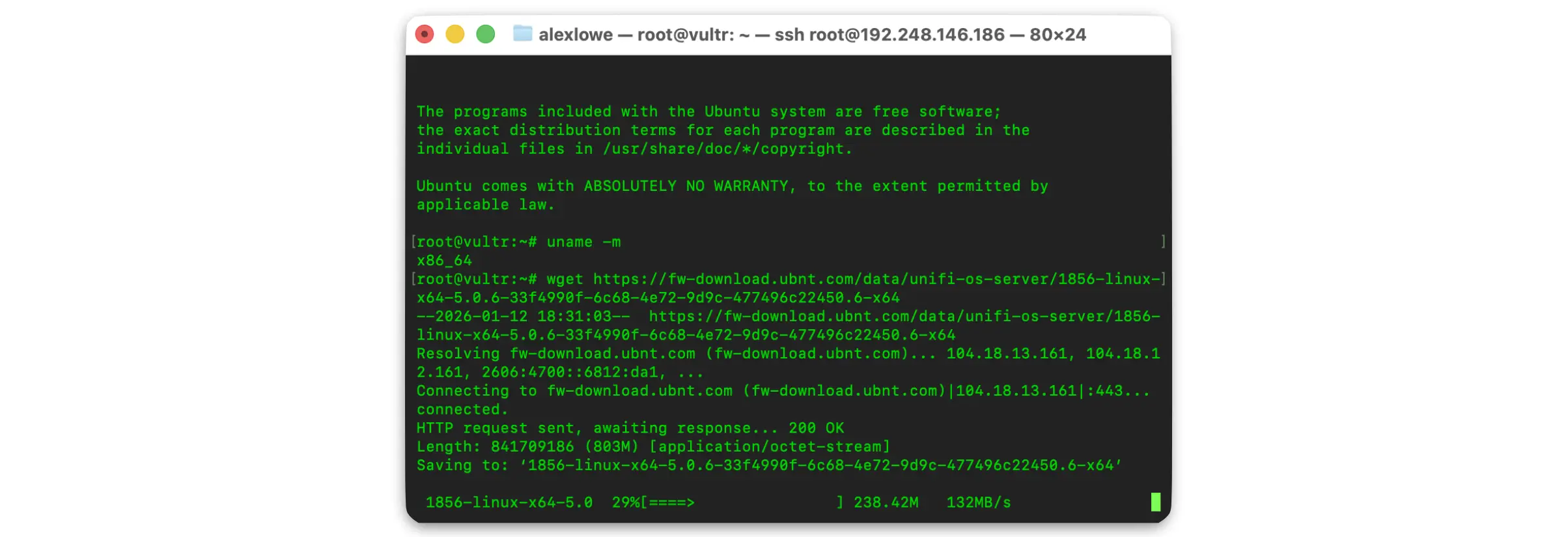 UniFi OS Server downloading on Ubuntu 22.04
