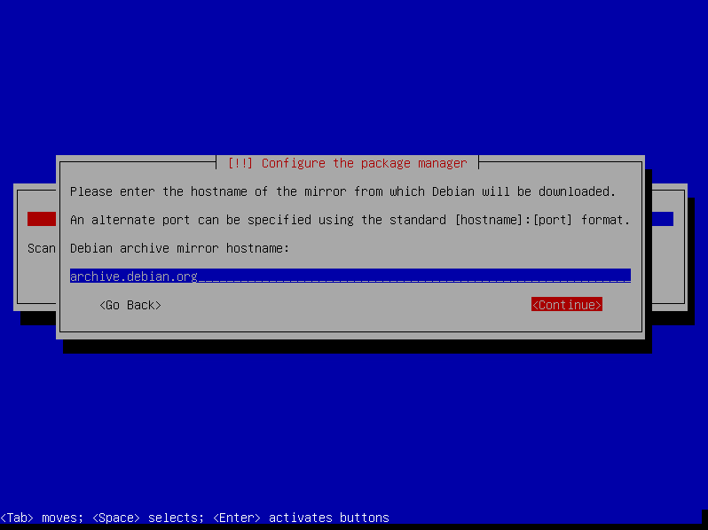 Debian installer mirror hostname
