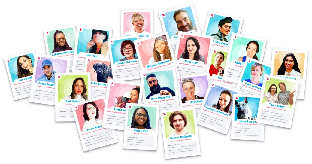 A collage of profile cards showcasing members of Team Bravand