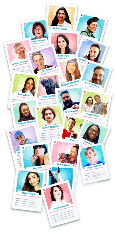 A collage of profile cards showcasing members of Team Bravand