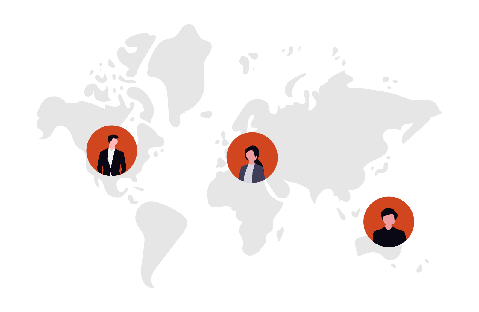 An illustration of a team spread across the globe