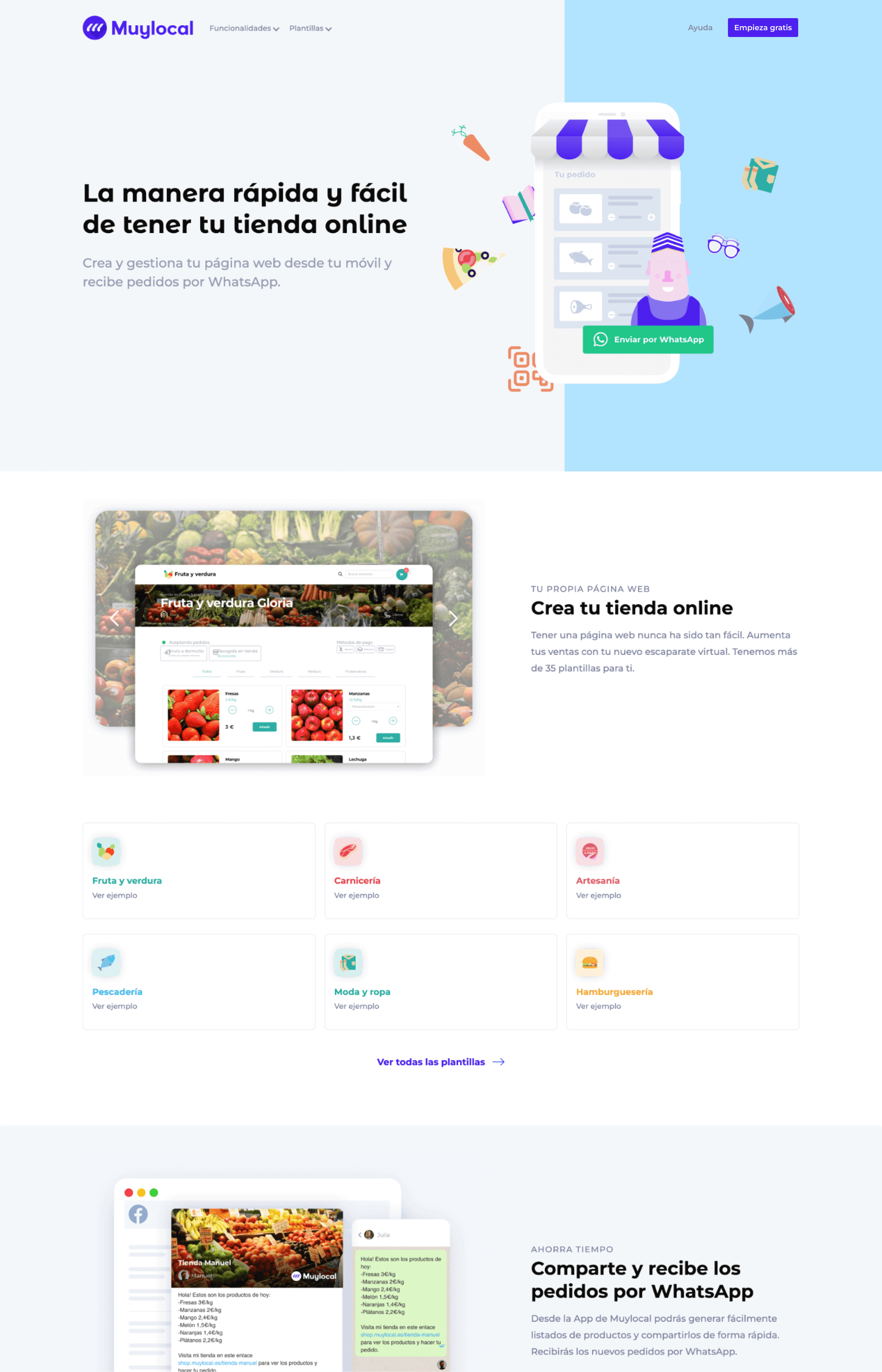 The website lists every product on offer from local shops. Users start by choosing their city, then browse a product category or go straight to a trusted merchant. Since the goal was to make online shopping feel as close as possible to the in-person experience, we leaned into social commerce: weekly video stories where merchants shared their latest offers.
Customers could buy by weight or by unit, with options to customize an order (ripe avocados, thin-sliced tuna, and so on). We also built a multi-vendor cart, so a customer could order from several stalls in a single purchase. All data syncs with the app in real time, so if a product runs out, it disappears from the site right away. That's how we avoided a bad customer experience.