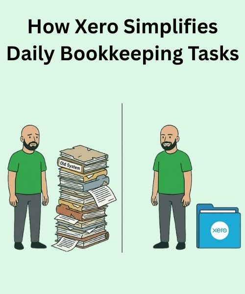 Thumbnail of how Xero simplifies daily bookkeeping tasks, moving from messy paperwork to digital bookkeeping