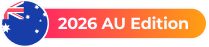 2026 AU Edition label with Australian flag in a circular icon on the left and a red to orange gradient background.