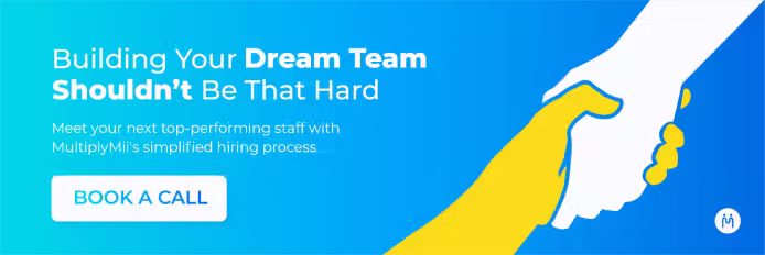 Book a call and build your dream team blue banner
