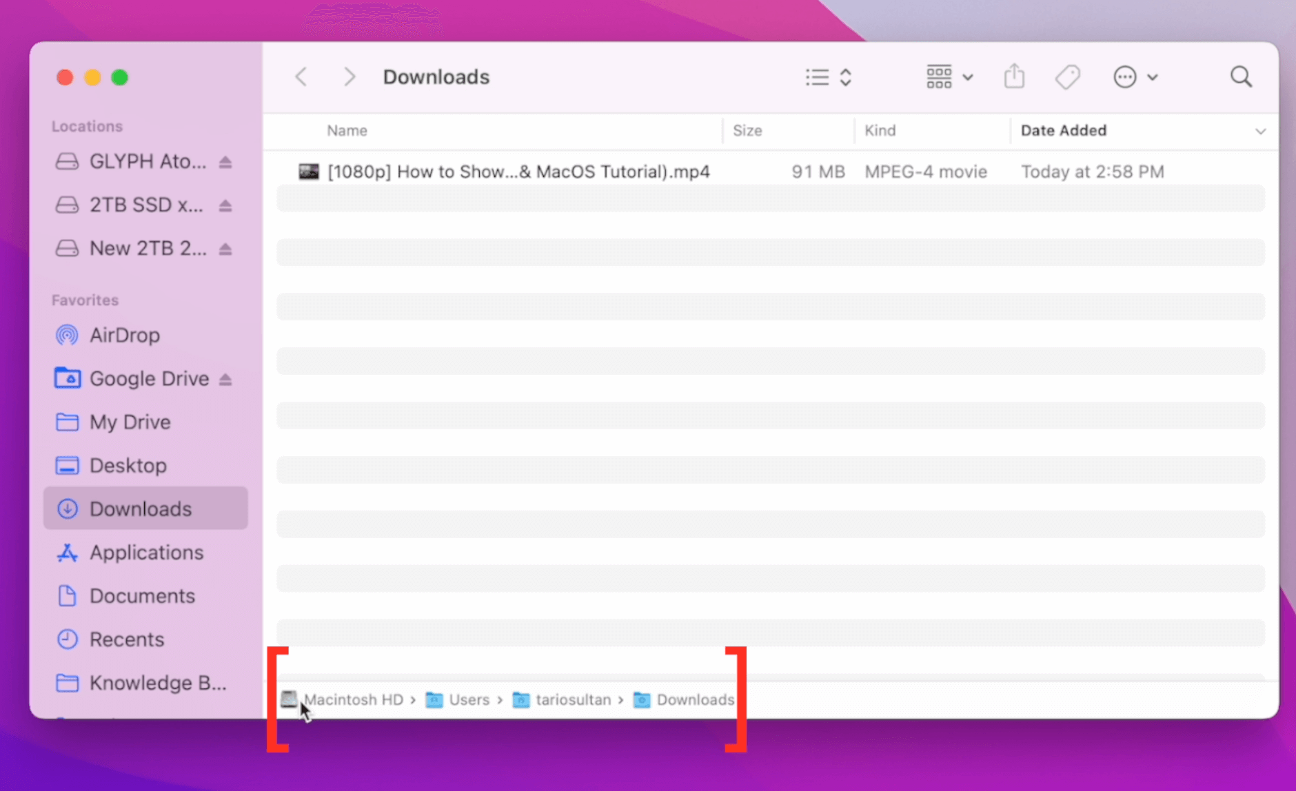 macos Finder Show Path Bar