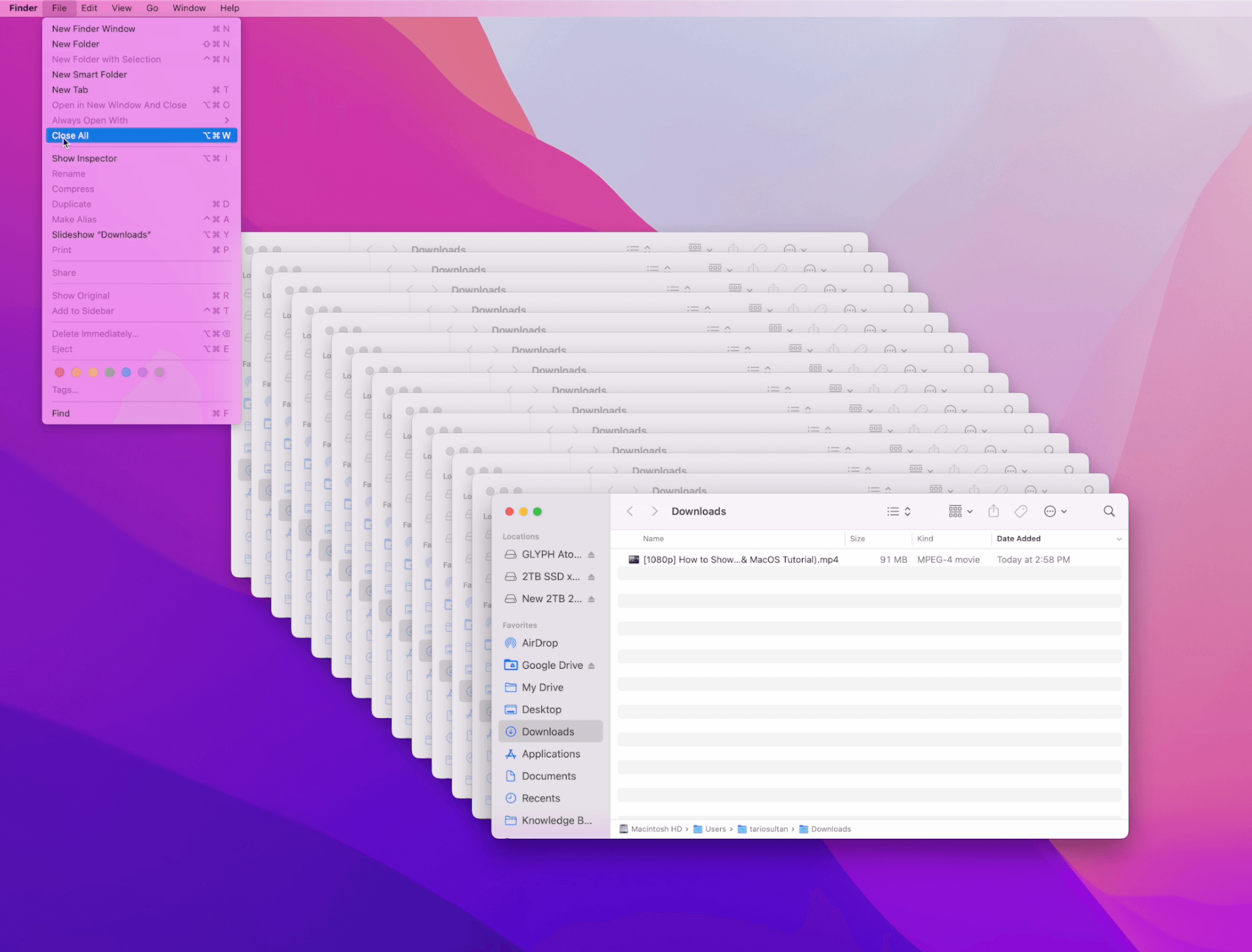 Close All Window at Once on mac