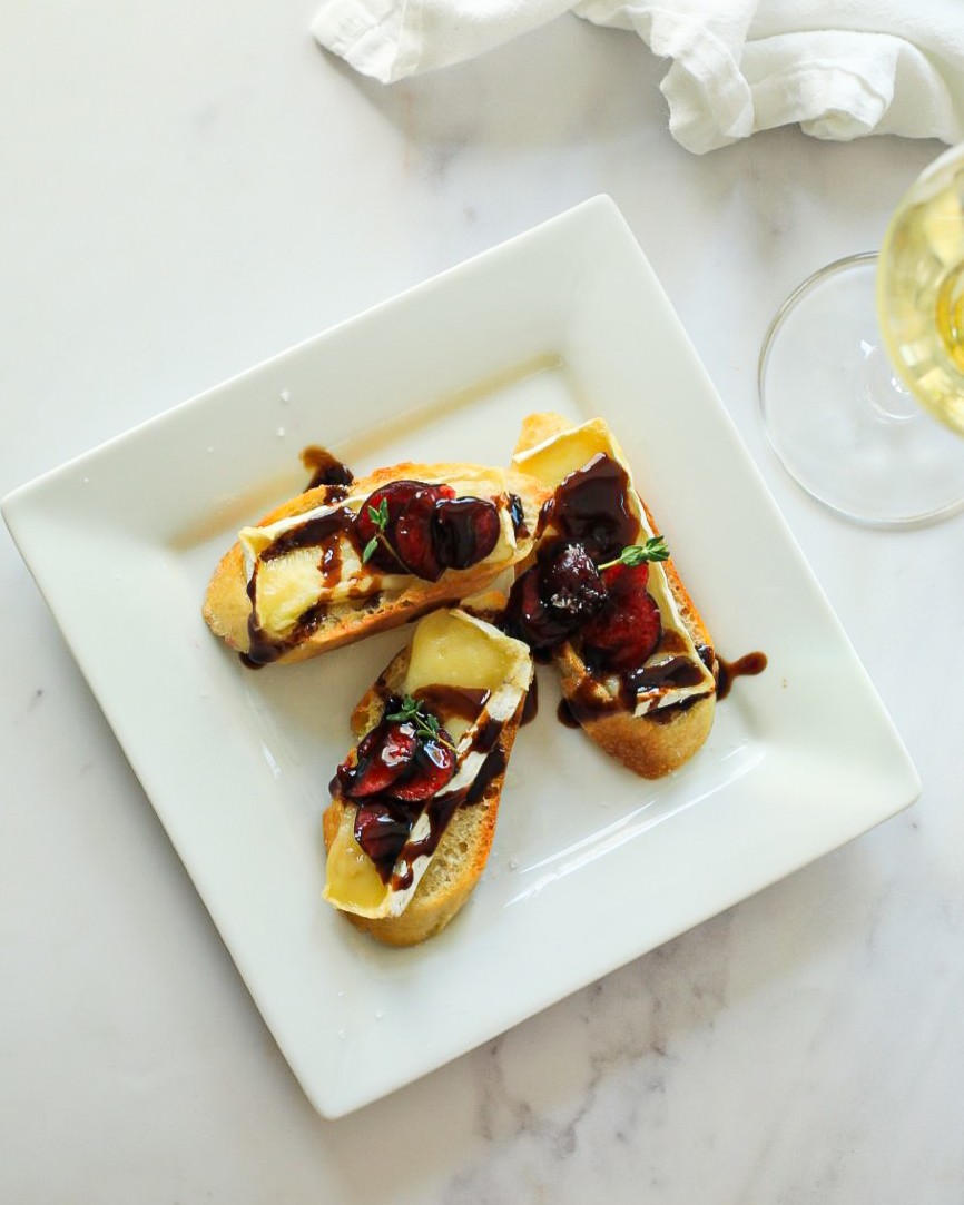 Cherry, Brie & Balsamic Bruschetta | Delicious Recipes for Every Season | Sydne George