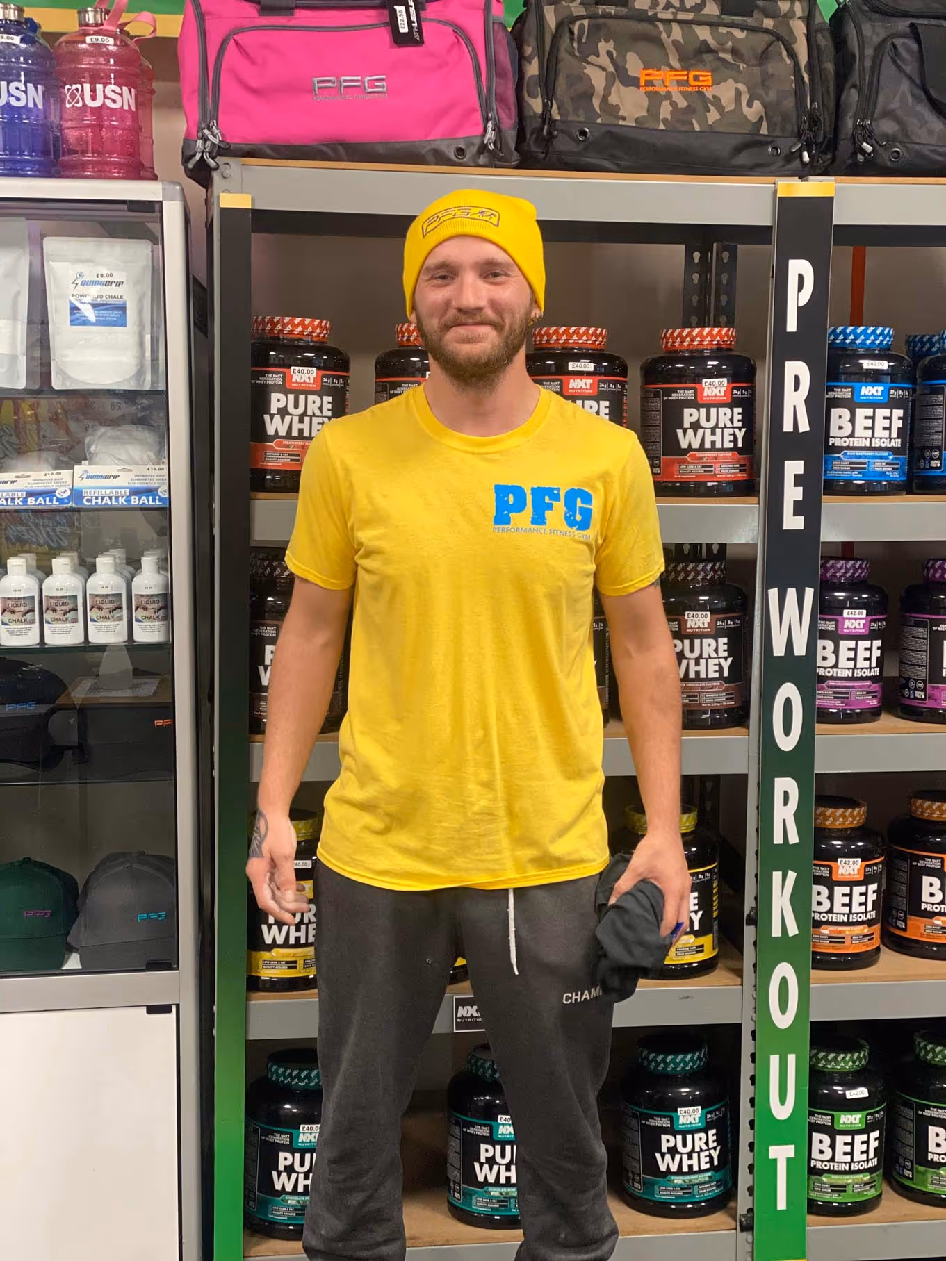 PFG member wearing branded apparel