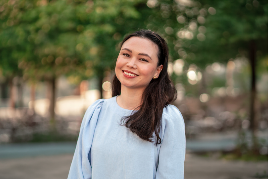 Helene smiling at camera