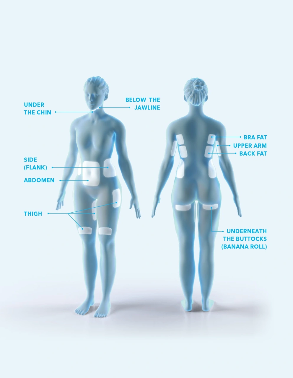 Surgical body lifting and non-invasive body sculpting target areas Surgical body lifting and non-invasive body sculpting target areas
