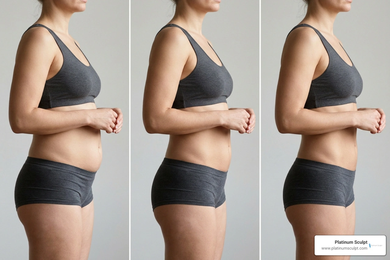 Abdominal fat reduction progression over twelve weeks Abdominal fat reduction progression over twelve weeks