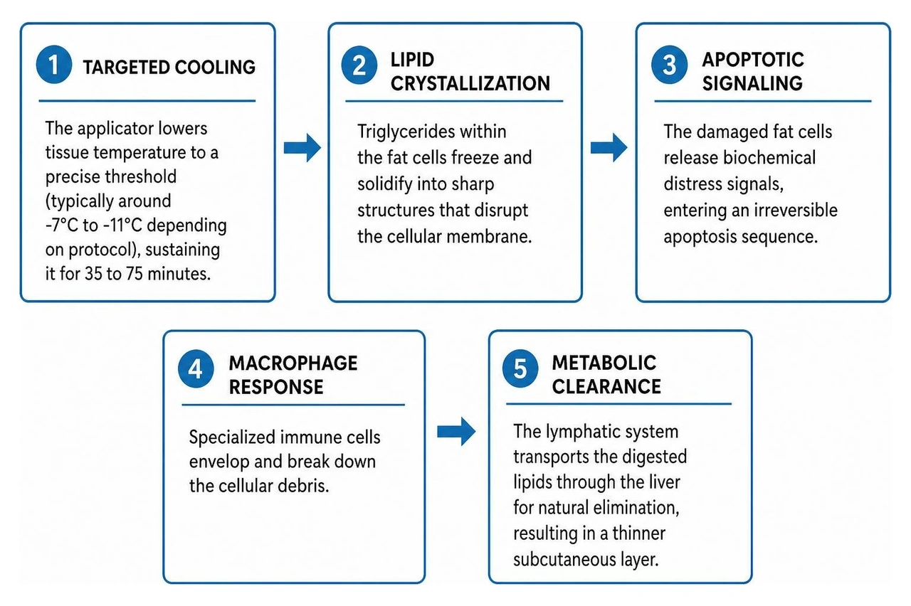 Step-by-step biological process of cryolipolysis Step-by-step biological process of cryolipolysis