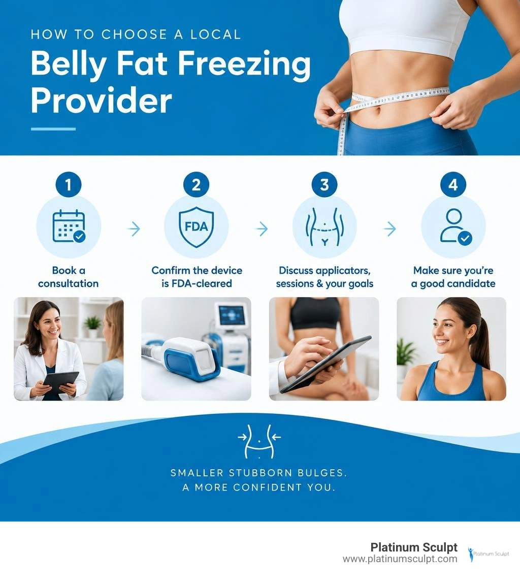 Infographic showing steps to choose a local belly fat freezing provider infographic Infographic showing steps to choose a local belly fat freezing provider infographic
