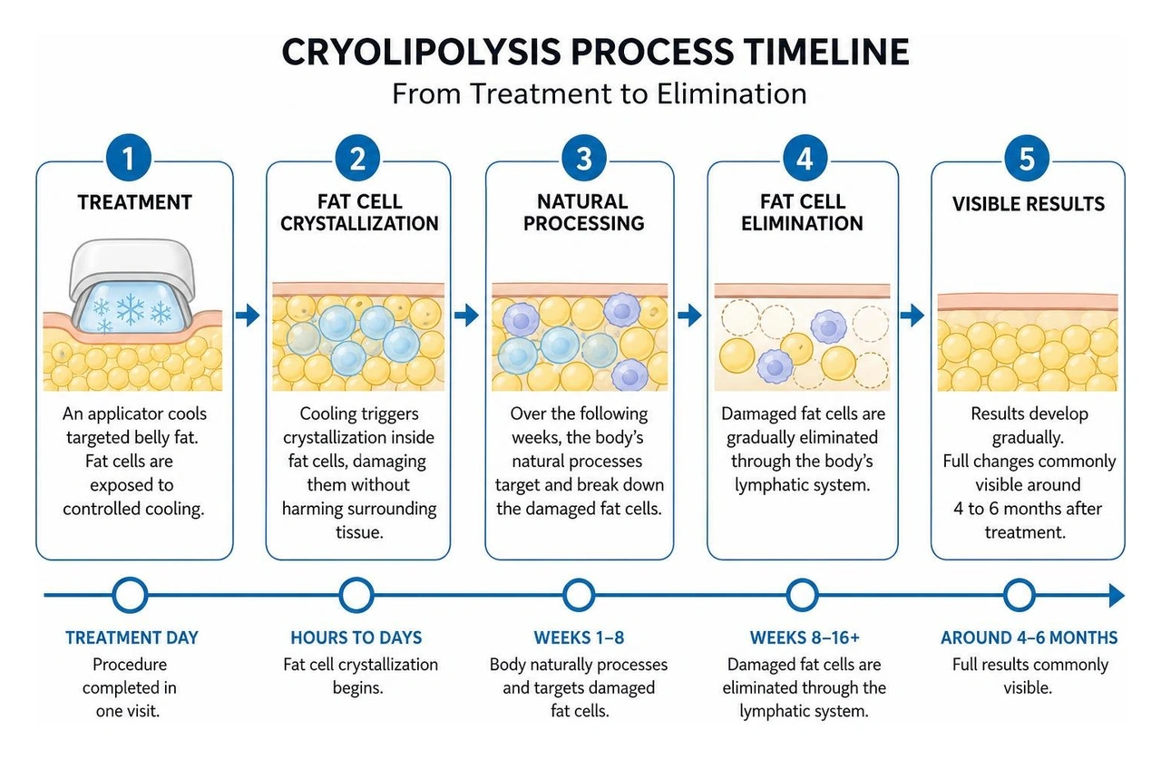 cryolipolysis process timeline from treatment to elimination cryolipolysis process timeline from treatment to elimination