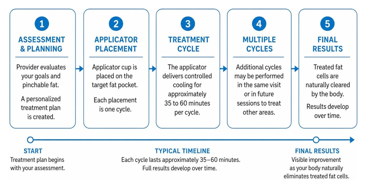 CoolSculpting treatment pathway from assessment to final results CoolSculpting treatment pathway from assessment to final results