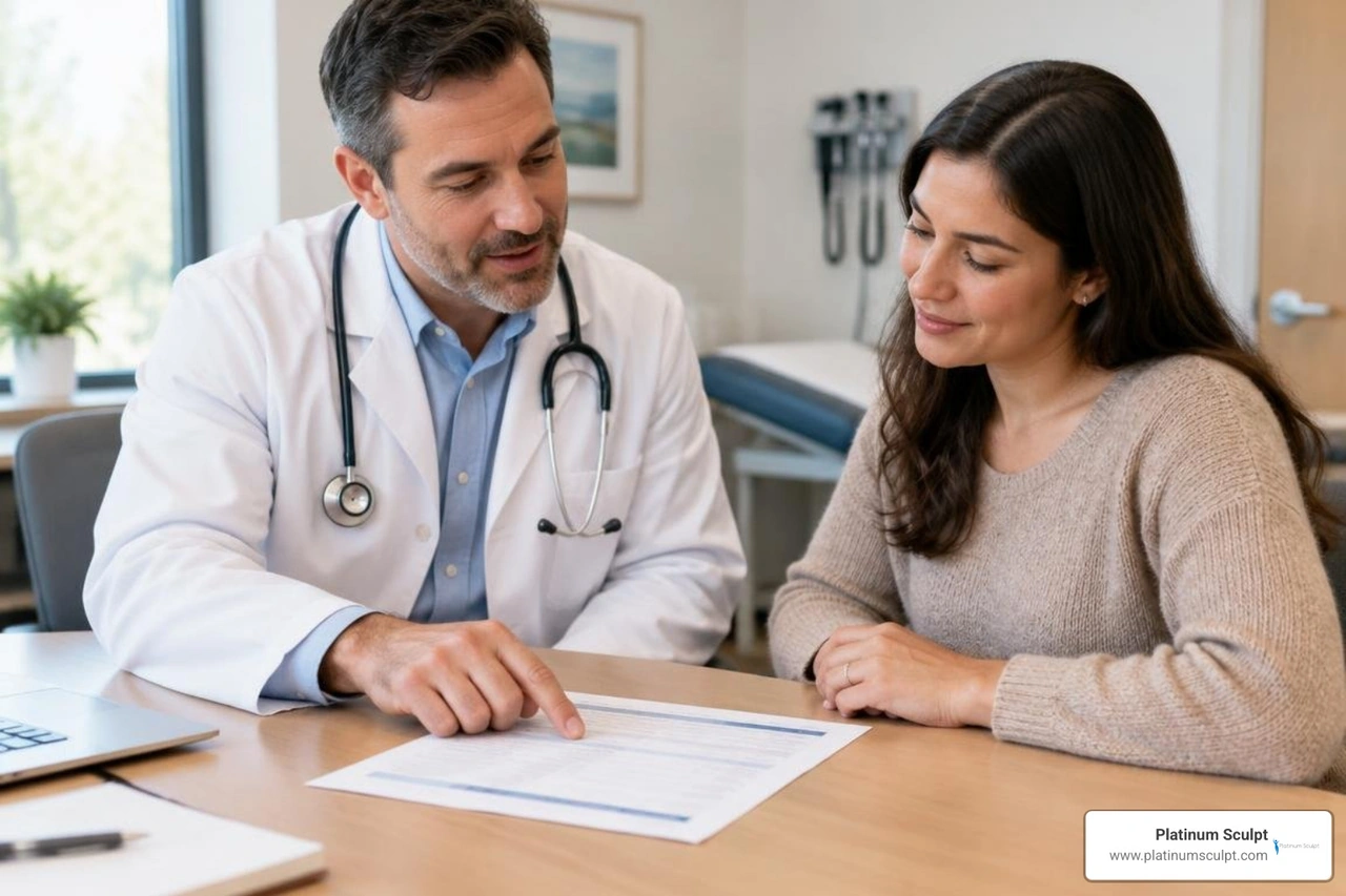 healthcare provider and patient reviewing a weight loss budget