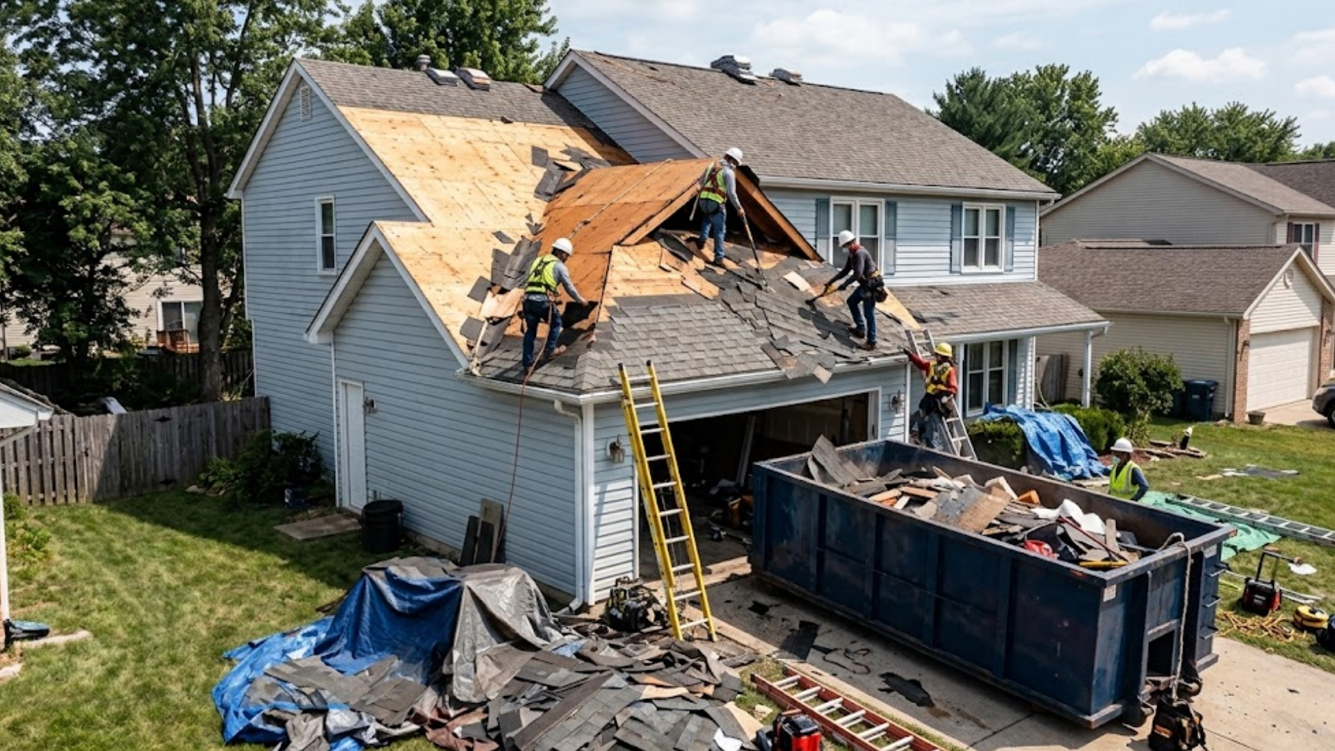 Roof replacement in progress on a home, illustrating 2026 roof replacement costs